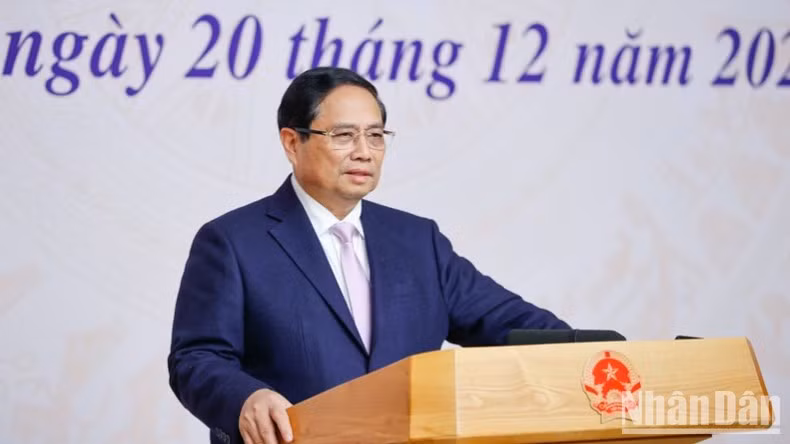 El primer ministro vietnamita, Pham Minh Chinh, habla en el evento. (Foto: Nhan Dan)