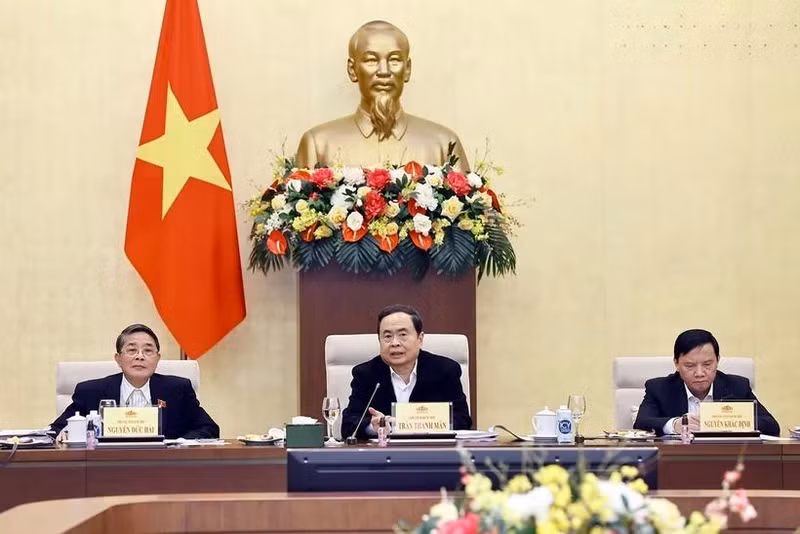 El presidente de la Asamblea Nacional de Vietnam, Tran Thanh Man, habla en el evento. (Foto: VNA)