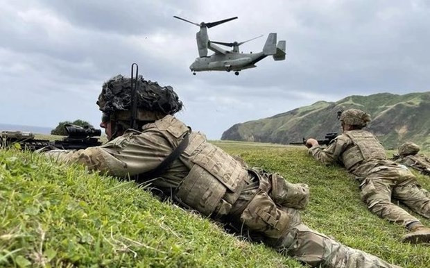 En los ejercicios militares conjuntos anuales a gran escala Balikatan en 2023 (Foto:AFP)