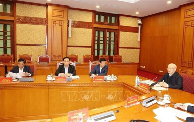 El secretario general del PCV, Nguyen Phu Trong, pronunció un discurso de clausura en la sesión del Subcomité del trabajo relativo al personal del XIV Congreso del Partido. (Foto: VNA)
