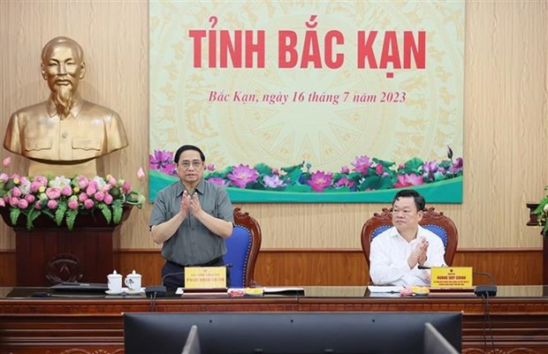 El primer ministro de Vietnam, Pham Minh Chinh, en la reunión (Foto: VNA)