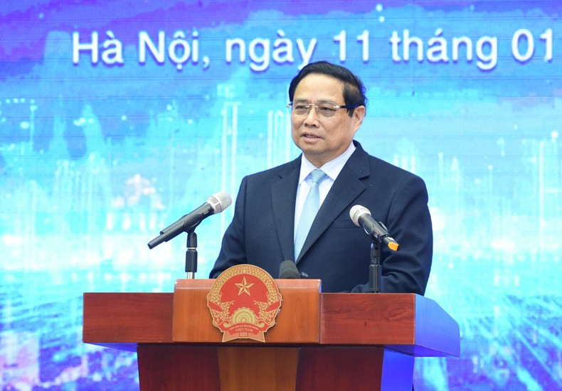 El primer ministro Pham Minh Chinh, interviene en la cita (Foto: Nhan Dan)