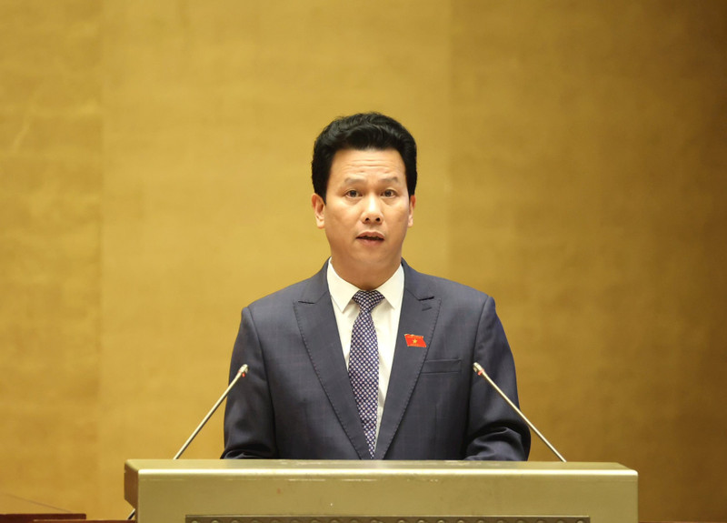 El ministro de Recursos Naturales y Medio Ambiente, Dang Quoc Khanh, interviene en la sesión (Foto: baotainguyenmoitruong.vn)