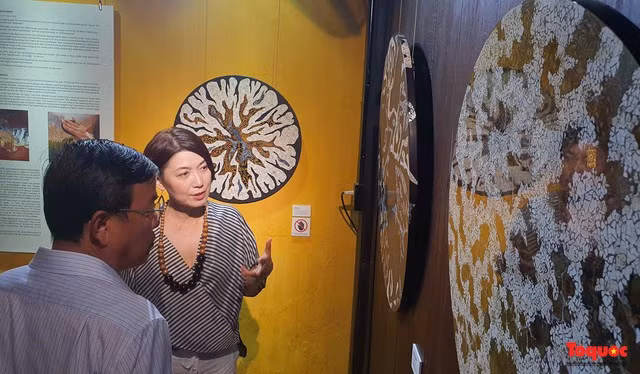 Turistas visitan exposición de pintura de laca (Foto: toquoc.vn)