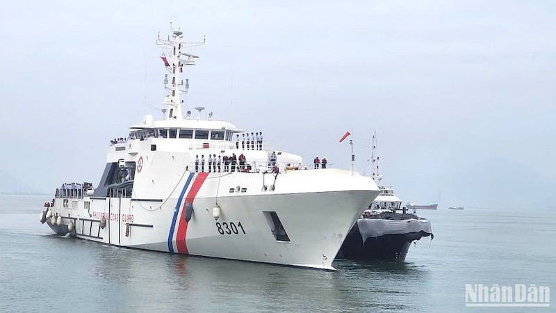 El barco BRP Gabriela Silang de la Guardia Costera de Filipinas arriba al puerto de Tien Sa, en Da Nang, el 14 de abril. (Fotografía: Nhan Dan)
