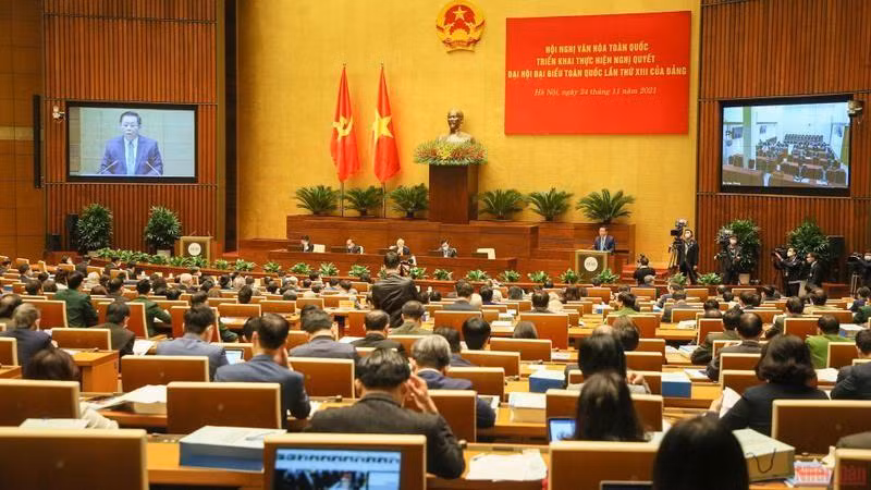 Panorama de la Conferencia Nacional de Cultura celebrada en noviembre de 2021. (Fotografía: Nhan Dan)