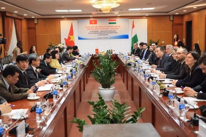 La sexta reunión del Comité Mixto Vietnam-Hungría sobre Cooperación Económica, celebrada en Hanói. (Fotografía: VNA)