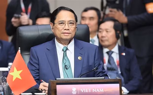 El primer ministro de Vietnam, Pham Minh Chinh, interviene en la XI Cumbre Asean-Estados Unidos. (Fotografía: VNA)