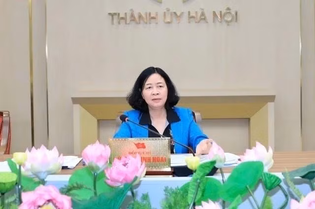 La secretaria del Comité partidista en Hanói, Bui Thi Minh Hoai. (Fotografía: VNA)