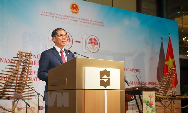 El canciller vietnamita, Bui Thanh Son, habla en la ceremonia. (Fotografía: VNA)