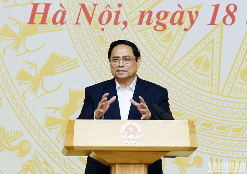 El primer ministro Pham Minh Chinh interviene en el evento. (Fotografía: Nhan Dan)