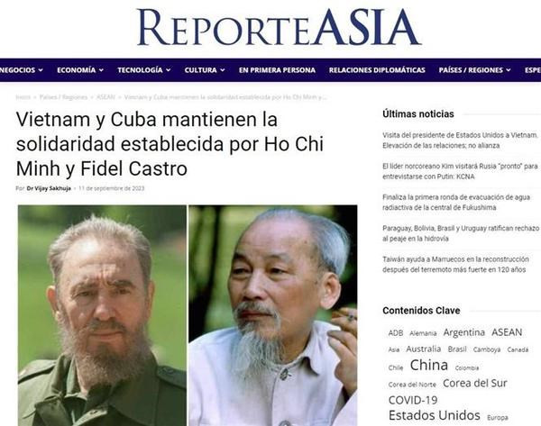 El artículo del experto de la Universidad india de Rashtriya Raksha publicado en el sitio reporteasia.com. (Fotografía: VNA)