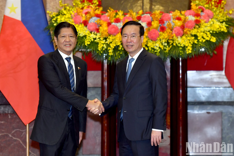 El presidente de Vietnam, Vo Van Thuong, y su homólogo filipino, Ferdinand Romualdez Marcos Jr. (Fotografía: Nhan Dan)