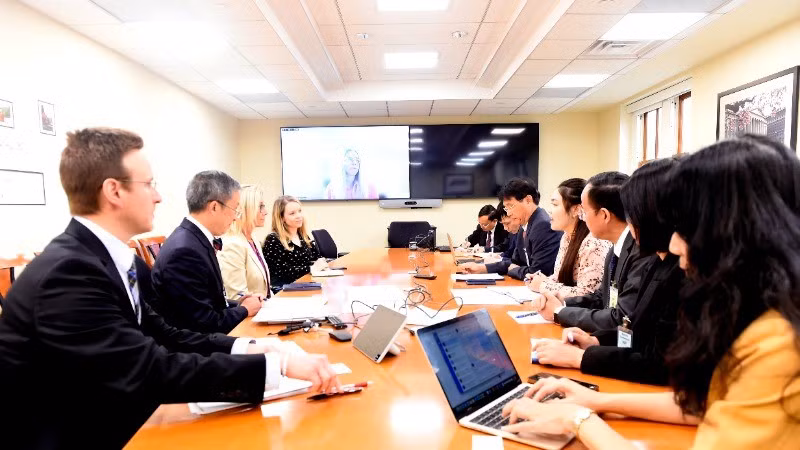 Escena de la reunión. (Fotografía: Nhan Dan)