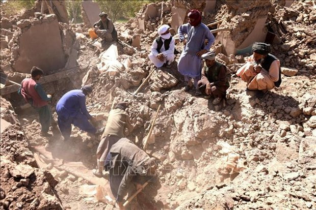 Fuerzas de rescate buscan a las víctimas del terremoto. (Fotografía: AFP/ VNA)