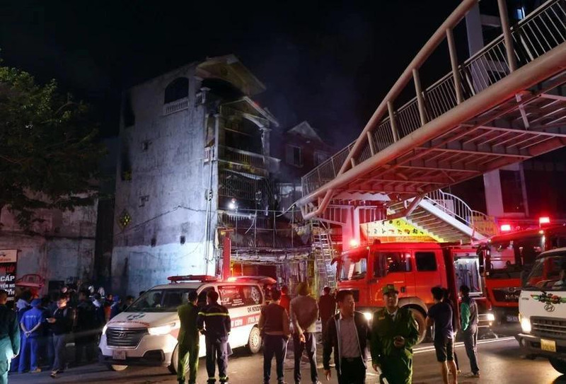 Escena del incendio en el distrito de Bac Tu Liem, en Hanói. (Fotografía: VNA)