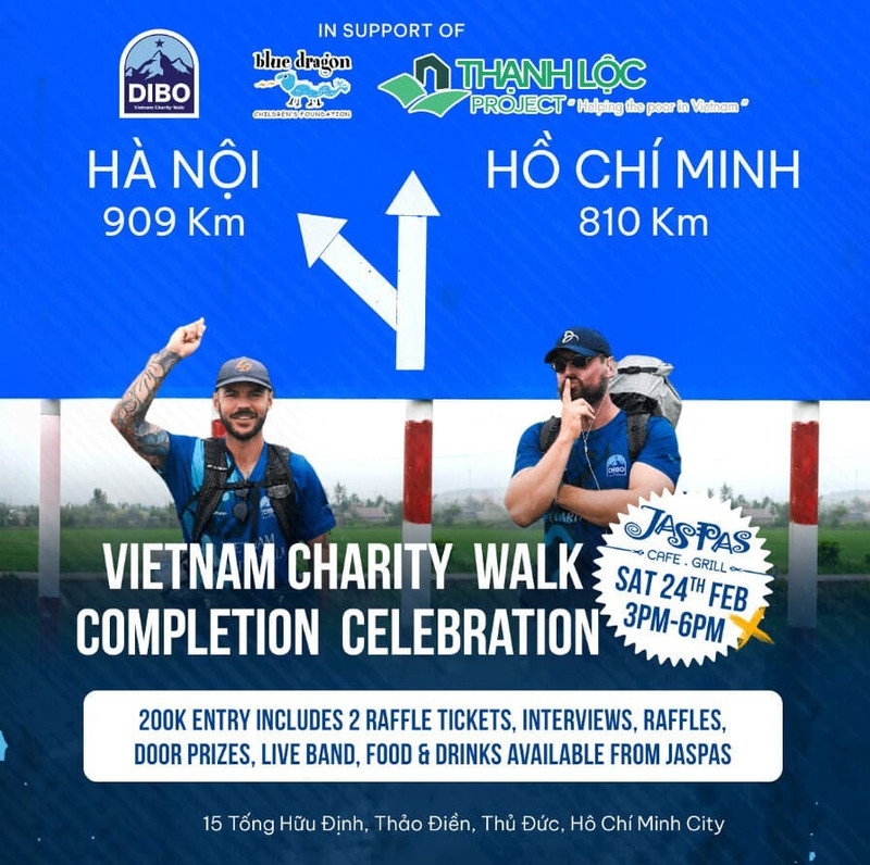 Jake (izquierda) y Sean dedican tres meses a la caminata. (Fotografía: Embajada de Australia en Vietnam)