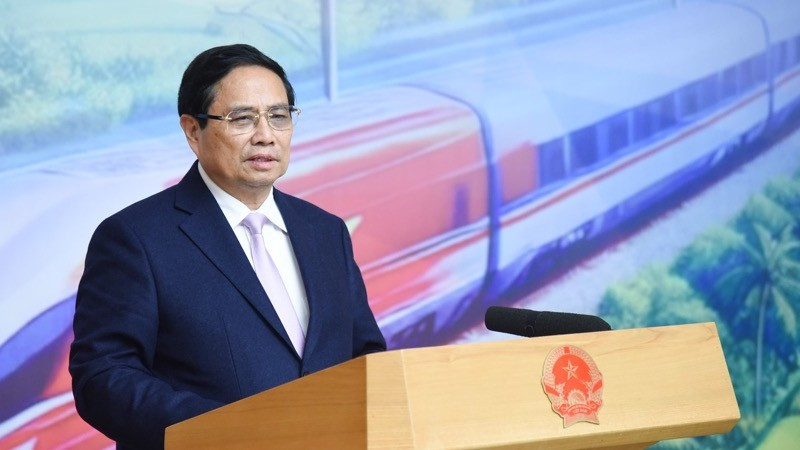 El primer ministro de Vietnam, Pham Minh Chinh, interviene en la conferencia. (Fotografía: Nhan Dan)