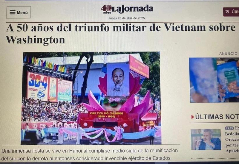 El artículo “A 50 años del triunfo militar de Vietnam sobre Washington”. (Fotografía: VNA)