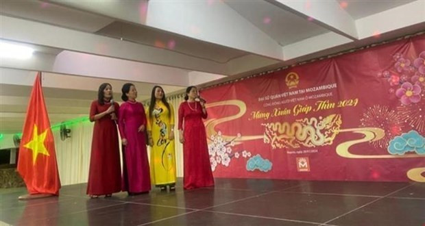 Una presentación artística en el acto de celebración del Tet en Mozambique. (Fotografía: VNA)