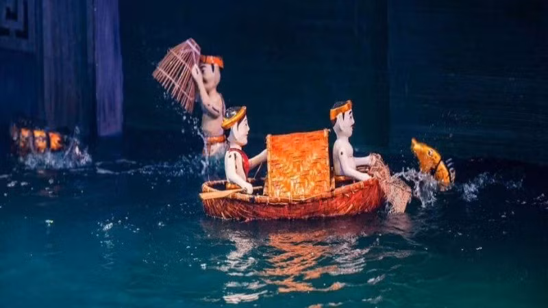 En una actuación de marionetas de agua vietnamita. (Fotografía: Nhan Dan)