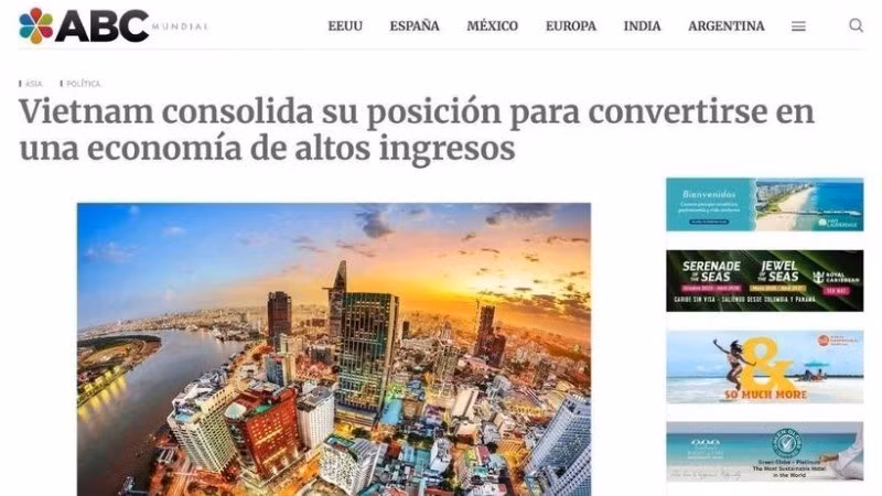 El sitio web argentino ABC Mundial publica un artículo elogiando los logros de desarrollo económico de Vietnam. (Fotografía: VNA)