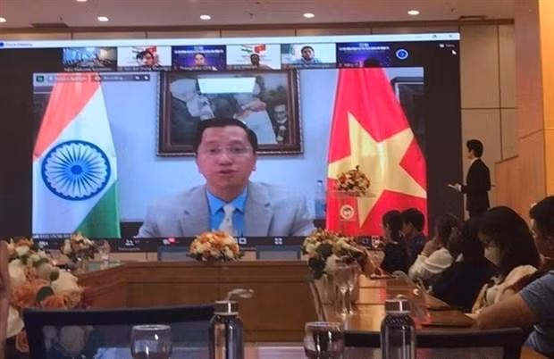 Nguyen Thanh Hai, embajador vietnamita en la India, habla en el evento. (Fotografía: VNA)