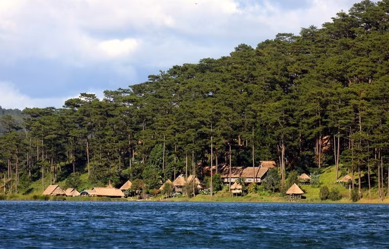 Con una extensión de más de 350 hectáreas y ubicado entre verdes pinares y una rica vegetación, el lago Tuyen Lam es el destino de muchos turistas.