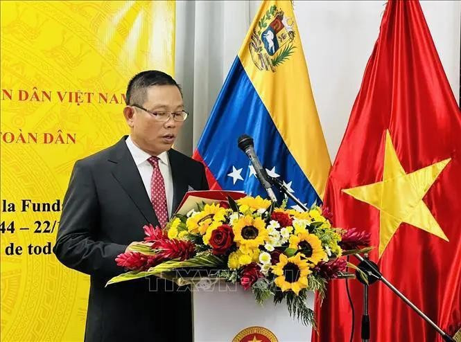El embajador de Vietnam en Venezuela, Vu Trung My, en la ceremonia. (Fotografía: VNA)