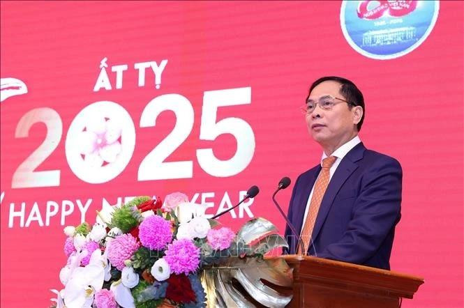 Bui Thanh Son, vice primer ministro y titular de Relaciones Exteriores de Vietnam, habla en el evento. (Fotografía: VNA)