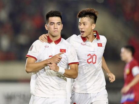 Miembros de la selección de fútbol de Vietnam. (Fotografía: VNA)