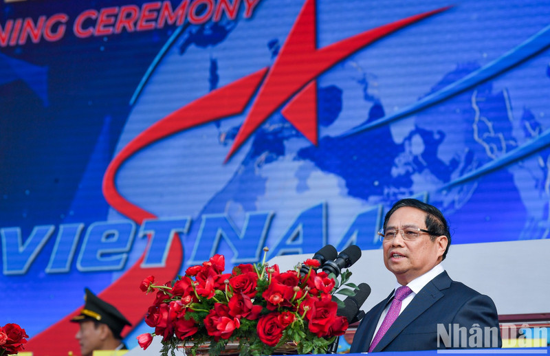 El primer ministro de Vietnam, Pham Minh Chinh, interviene en el evento. (Fotografía: Nhan Dan)