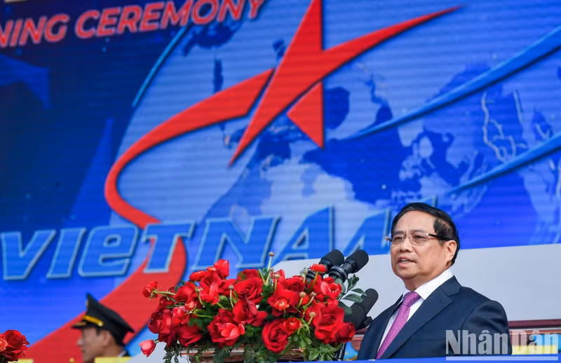 El primer ministro de Vietnam, Pham Minh Chinh, interviene en el evento. (Fotografía: Nhan Dan)