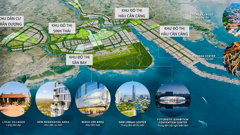 Subdivisiones previstas en la planificación de la Zona Económica Costera Meridional de Hai Phong.