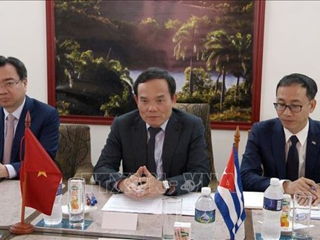 El viceprimer ministro vietnamita Tran Luu Quang en el evento (Fuente:VNA)