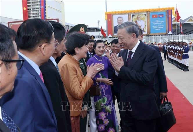 El presidente vietnamita, To Lam, parte de Phnom Penh, concluyendo con éxito su visita de Estado a Camboya. (Fuente: VNA)