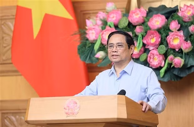 El primer ministro de Vietnam, Pham Minh Chinh, habla en el evento (Fuente: VNA)