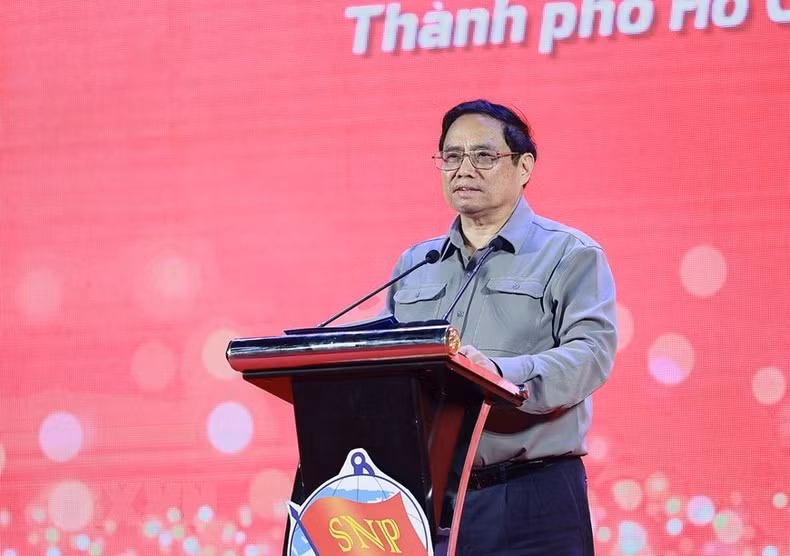 Pham Minh Chinh habla en el evento. (Fotografía: VNA) Pham Minh Chinh habla en el evento. (Fotografía: VNA)