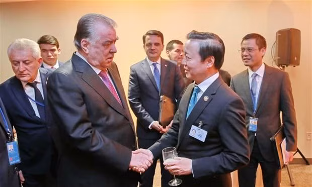 Vicepremier Tran Hong Ha y el presidente Tayikistán Emomali Rahmon (Foto: VNA)