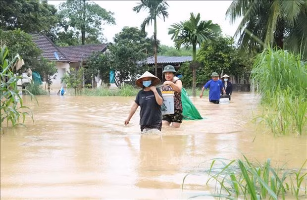 El distrito de Quy Hop, provincia de Nghe An, está inundado. (Fuente: VNA)