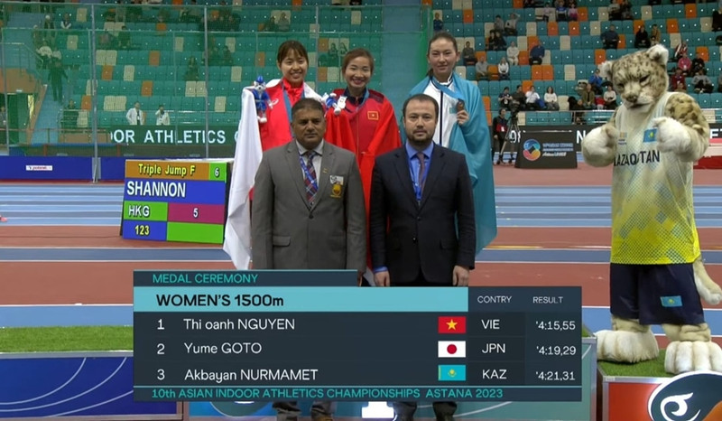 La atleta vietnamita Nguyen Thi Oanh ganó una medalla de oro en el Campeonato asiático de atletismo.