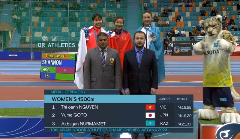 La atleta vietnamita Nguyen Thi Oanh ganó una medalla de oro en el Campeonato asiático de atletismo.