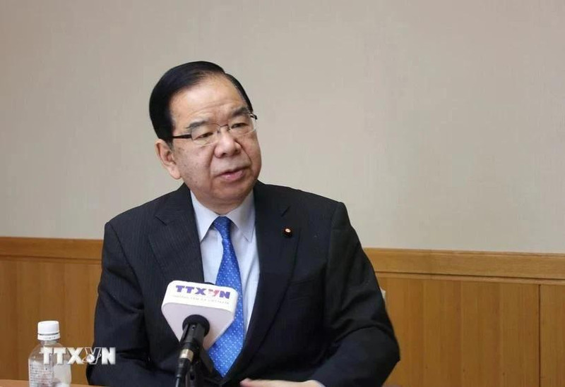 El presidente del Partido Comunista Japonés, Kazuo Shii, concede una entrevista a la Agencia Vietnamita de Noticias. (Foto: VNA)