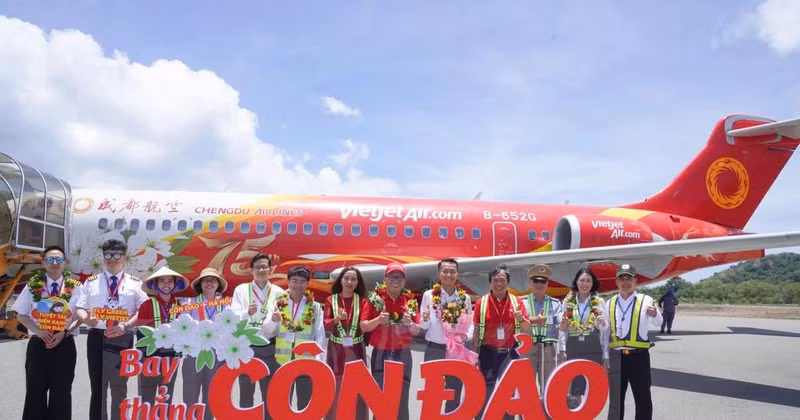 Vietjet opera oficialmente 28 vuelos a Con Dao por semana. (Fuente: Vietjetair.com) 