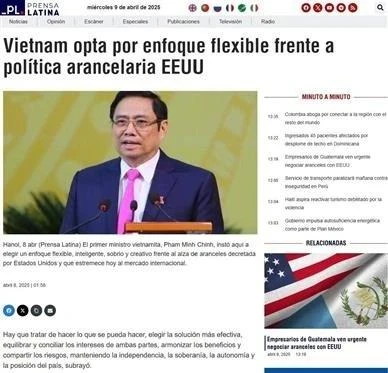 El artículo publicado en la página de Prensa Latina. (Foto: VNA)