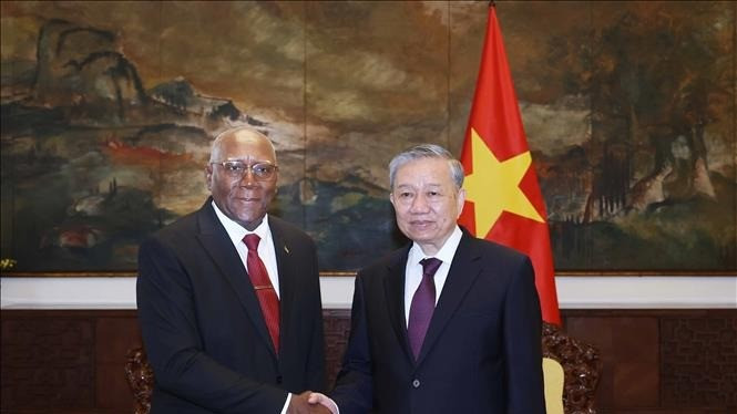 El secretario general del Partido Comunista de Vietnam,To Lam, y Salvador Valdés Mesa, miembro del Buró Político del Partido Comunista de Cuba (PCC) y vicepresidente del país caribeño. (Foto: VNA)