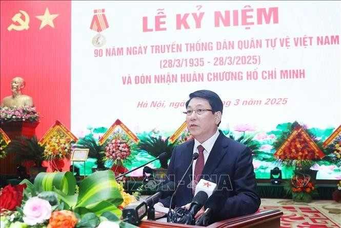 El presidente Luong Cuong habla en el acto. (Foto: VNA)