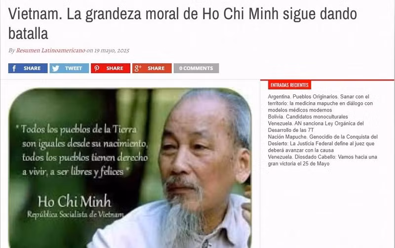 Arículo publicado en el sitio web de Resumen Latinoamericano (Foto: captura de pantalla) 