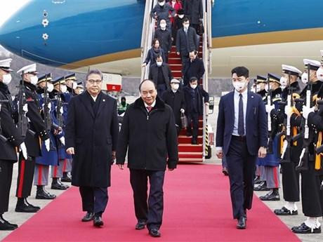 Ceremonia de bienvenida al presidente Nguyen Xuan Phuc. (Fotografía: VNA)
