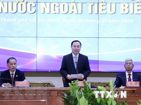 El subsecretario del Comité partidista en Ciudad Ho Chi Minh, Nguyen Van Hieu, en el encuentro. (Fotografía: VNA)